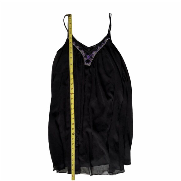 Express Womens XS Black Spaghetti Strap Sheer/Lined Short Dress Flowy Beaded - Picture 2 of 7